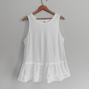 Old Navy White Flowy Tank Top with Ruffle